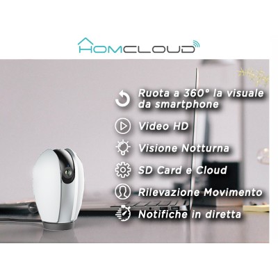 Homcloud - Telecamera Wi-Fi Speed 4S Pan&Tilt rotazione 355° e 90°