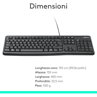Logitech Keyboard K120 Business USB Layout IT Nero - Versione OEM