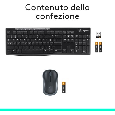 Logitech MK270 Kit Tastiera/mouse Comfort Wireless Nero