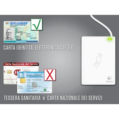 Atlantis Land Lettore CIE 3.0 per Carta d'Identita' Elettronica Italiana