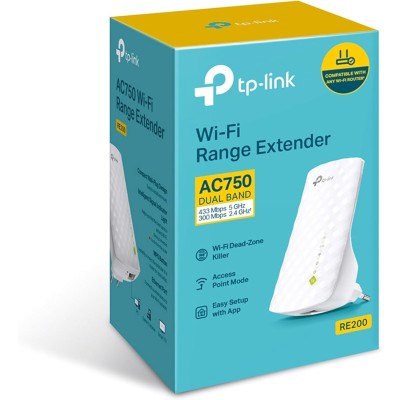 TP-Link RE200 Range Extender Wi-Fi AC Dual Band 750Mbps Bianco