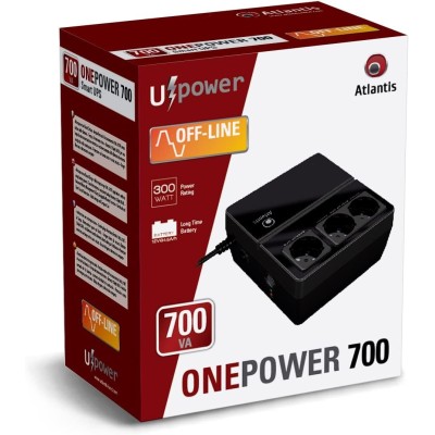 Atlantis One-Power 700 UPS Off-Line 700VA-300W 3xSchuko