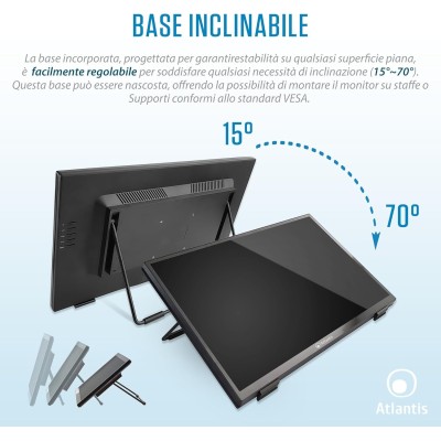 Atlantis T24 Monitor Multi Touch 23,8" LCD 60Hz Full HD 16ms Multimediale VGA/HDMI/DisplayPort 
