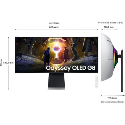 Samsung Odyssey OLED G8 Monitor Gaming Curvo 34'' OLED 175Hz UWQHD 0,03ms Multimediale Hub USB 2*HDMI/DisplayPort 