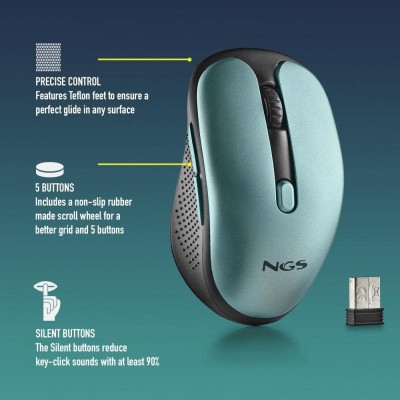 NGS EVO RUST ICE - Mouse Ricaricabile Wireless da 2,4 GHz