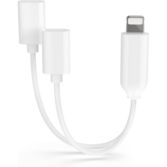 Adattatore Cuffie iPhone Lightning a 2 Lightning, AUX Dual Lightning + Caricatore per Cavo Splitter Compatibile con iPhone Adattatore Cuffie iPhone Lightning a 2 Lightning, AUX Dual Lightning + Caricatore per Cavo Splitter Compatibile con iPhone