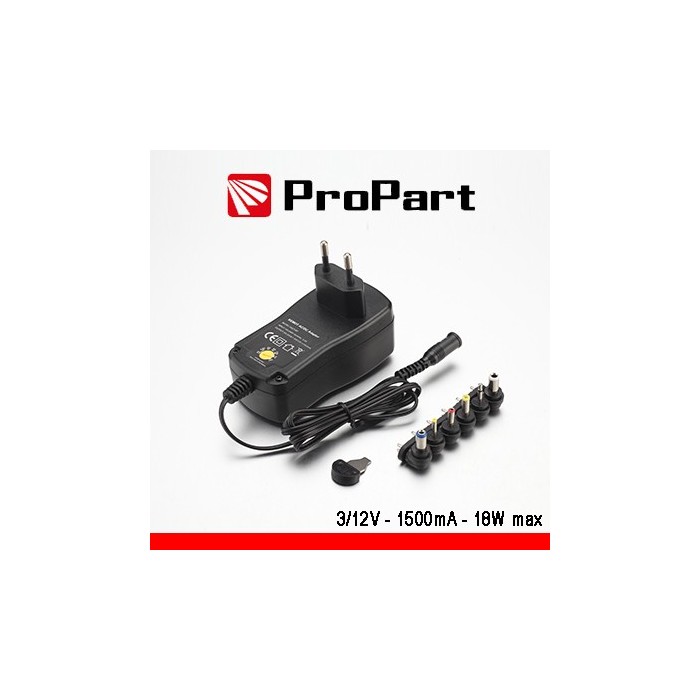 Alimentatore Switching Multitensione 3-12V 1500mA 18W max Alimentatore Switching Multitensione 3-12V 1500mA 18W max
