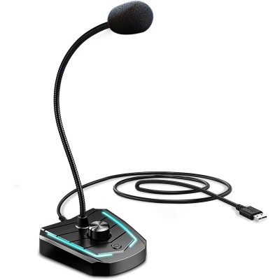 XIAOKOA Microfono USB,Microfono a Condensatore per PC/Laptop/PS4