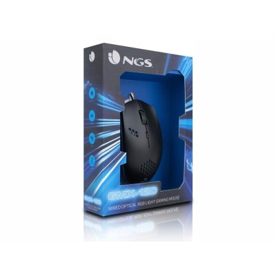 Mouse da gaming economico NGS GMX-120 con cavo USB e illuminazione LED multicolore.