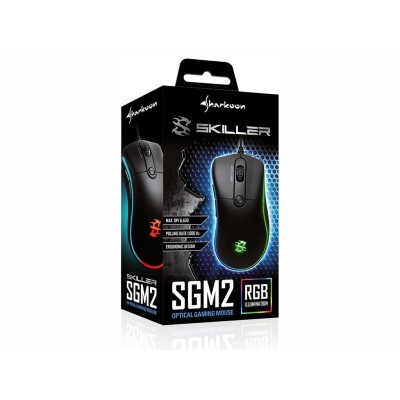Mouse da gaming ergonomico Sharkoon Skiller SGM2 con illuminazione RGB personalizzabile.