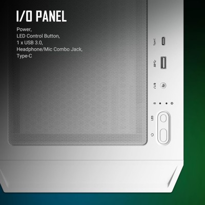 Case mid-tower Antec NX416L ARGB White di colore bianco, con ventole ARGB e pannello laterale in vetro temperato.