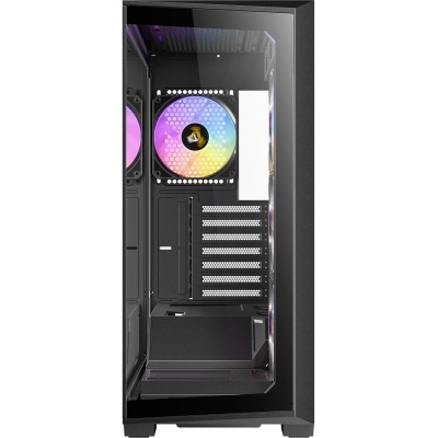 Case mid tower Antec C3 ARGB nero con design panoramico a doppia camera, pannelli in vetro e ventole ARGB preinstallate.
