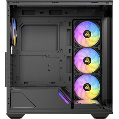 Case mid tower Antec C3 ARGB nero con design panoramico a doppia camera, pannelli in vetro e ventole ARGB preinstallate.