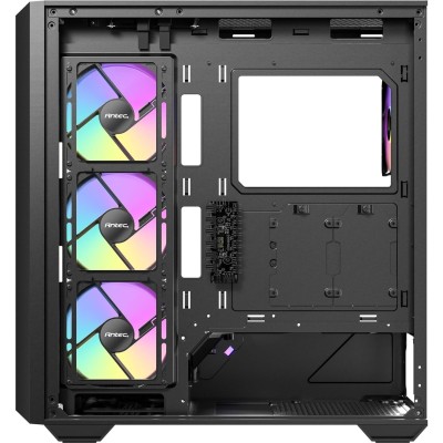 Case mid tower Antec C3 ARGB nero con design panoramico a doppia camera, pannelli in vetro e ventole ARGB preinstallate.