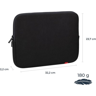 Custodia a tasca (sleeve) nera Rivacase 5126 con interno in memory foam per MacBook Pro 14 pollici.