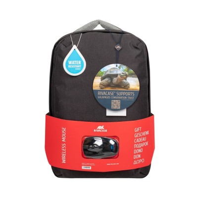 Kit Rivacase 7563 con borsa nera per notebook da 15.6 pollici e mouse wireless.