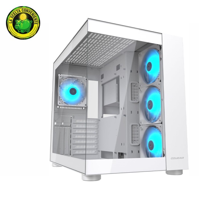 COUGAR FV150 White RGB Case Midi Tower Vetro Temprato No-Power ATX/mATX/Mini-ITX