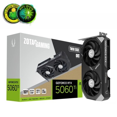 Scheda video da gaming ZOTAC GeForce RTX 5060 Ti Twin Edge OC da 16GB.