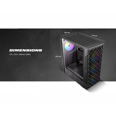 Case PC Midi Tower Antec VX-320 ARGB con 4 ventole illuminate e pannello in vetro temperato.