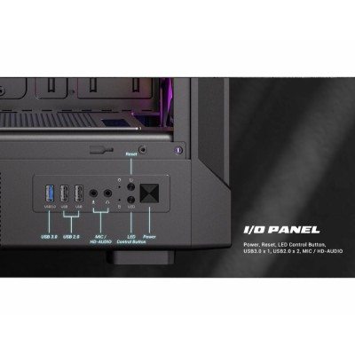 Case PC Midi Tower Antec VX-320 ARGB con 4 ventole illuminate e pannello in vetro temperato.
