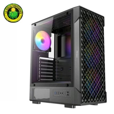 Case PC Midi Tower Antec VX-320 ARGB con 4 ventole illuminate e pannello in vetro temperato.