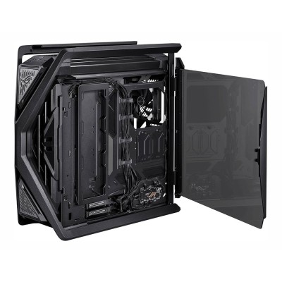 Case PC Full Tower Asus ROG Hyperion GR701 con struttura a X in alluminio e pannelli in vetro temperato.
