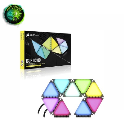 Starter kit di 9 pannelli luminosi triangolari Corsair iCUE LC100 con controller.