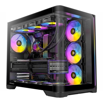 Case PC Mid Tower Antec C5 Curve con pannello in vetro panoramico curvo e illuminazione ARGB.