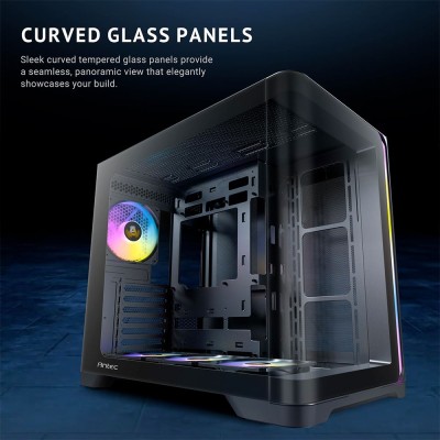 Case PC Mid Tower Antec C5 Curve con pannello in vetro panoramico curvo e illuminazione ARGB.