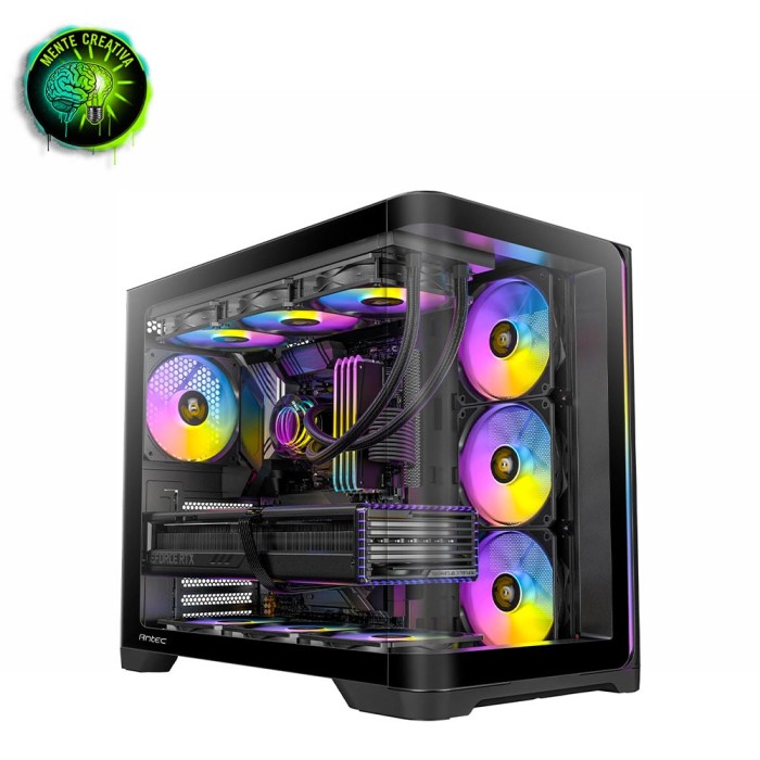 Case PC Mid Tower Antec C5 Curve con pannello in vetro panoramico curvo e illuminazione ARGB.