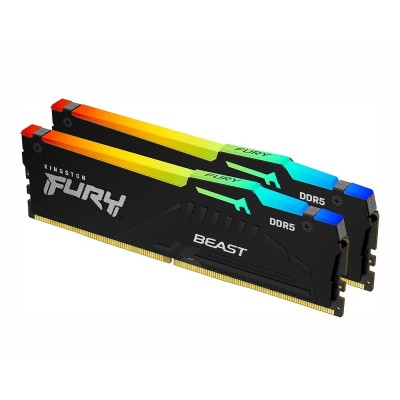 Kit di memoria RAM da 32GB (2x16GB) Kingston Fury Beast RGB DDR5 a 6000MHz CL30.