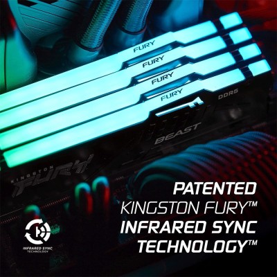Kit di memoria RAM da 32GB (2x16GB) Kingston Fury Beast RGB DDR5 a 6000MHz CL30.