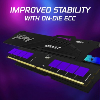 Kit di memoria RAM da 32GB (2x16GB) Kingston Fury Beast RGB DDR5 a 6000MHz CL30.