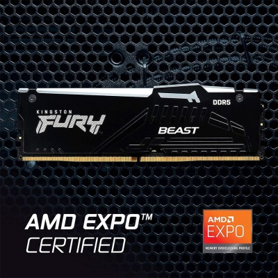 Kit di memoria RAM da 32GB (2x16GB) Kingston Fury Beast RGB DDR5 a 6000MHz CL30.