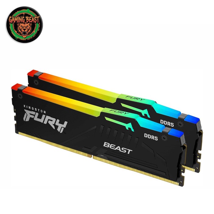 Kit di memoria RAM da 32GB (2x16GB) Kingston Fury Beast RGB DDR5 a 6000MHz CL30.