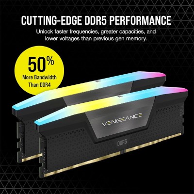 Kit di memoria RAM da 32GB (2x16GB) Corsair Vengeance RGB DDR5 a 6000MHz CL30.