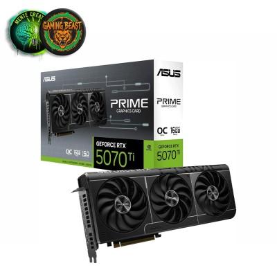 Scheda video da gaming e creazione contenuti ASUS Prime GeForce RTX 5070 Ti OC Edition da 16GB.