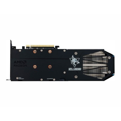 Scheda video da gaming PowerColor Hellhound Radeon RX 9060 XT da 16GB a tre ventole.