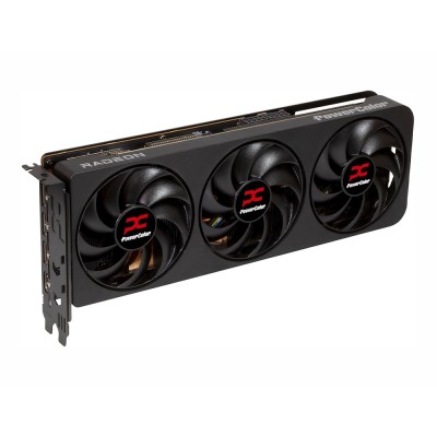 Scheda video da gaming PowerColor Reaper Radeon RX 9070 XT da 16GB a tre ventole.