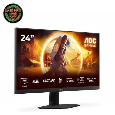 Monitor da gaming da 23.8 pollici AOC 24G4HRE a 200Hz con stand ergonomico regolabile.
