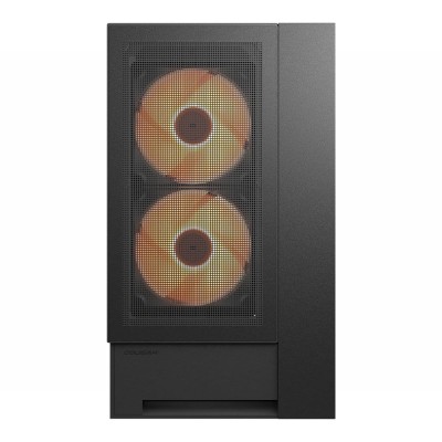 Case per PC Mid Tower COUGAR OmnyX di colore nero con pannello in vetro temperato e ventole ARGB da 160mm.