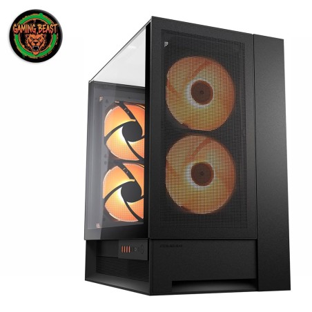 Case per PC Mid Tower COUGAR OmnyX di colore nero con pannello in vetro temperato e ventole ARGB da 160mm.