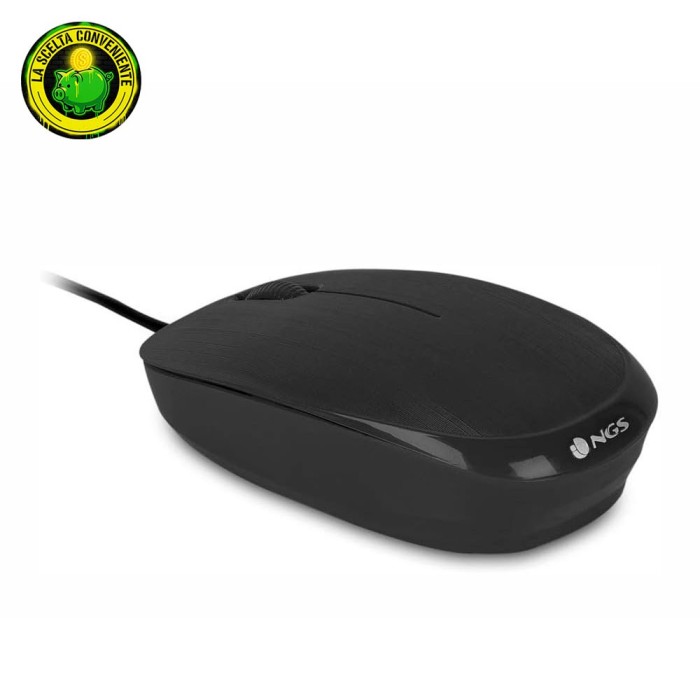 Mouse ottico cablato NGS Flame di colore nero.
