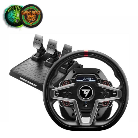 Volante e pedaliera da sim racing Thrustmaster T248 per PC e PlayStation, con display di gara.