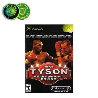 Copertina completa del gioco Mike Tyson Heavyweight Boxing per Xbox (1° Gen), con custodia danneggiata.