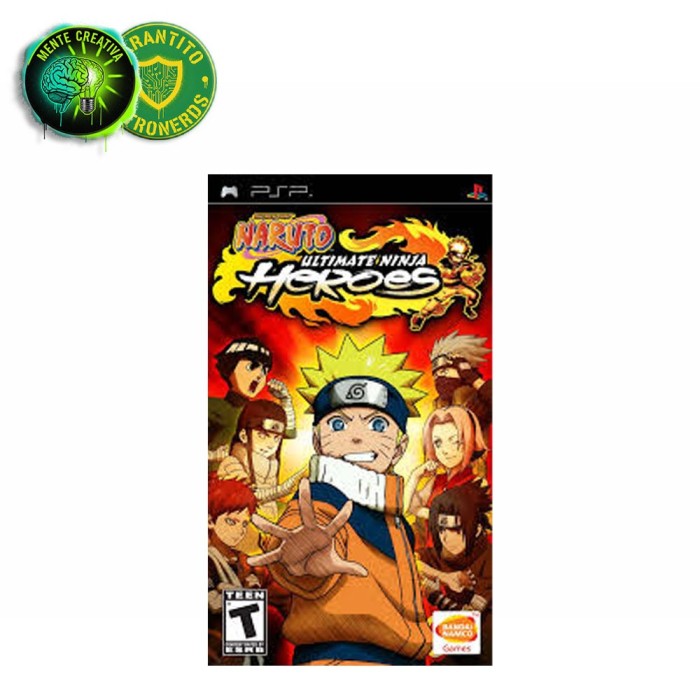 Copertina completa del gioco Naruto Ultimate Ninja Heroes per Sony PSP.