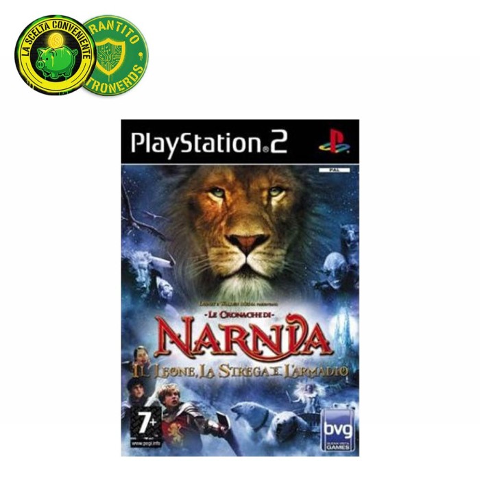 Copertina completa del gioco Le Cronache Di Narnia: Il Leone, La Strega e L'armadio per PS2, con copertina rovinata.