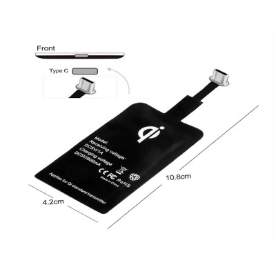 Adattatore ricevitore Qi wireless sottile per smartphone, versioni type-c
