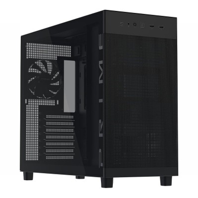 Case PC ASUS Prime AP303 TG nero con pannello laterale in vetro temperato.