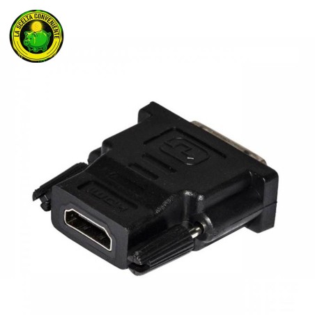 Adattatore video nero da DVI maschio a HDMI femmina.